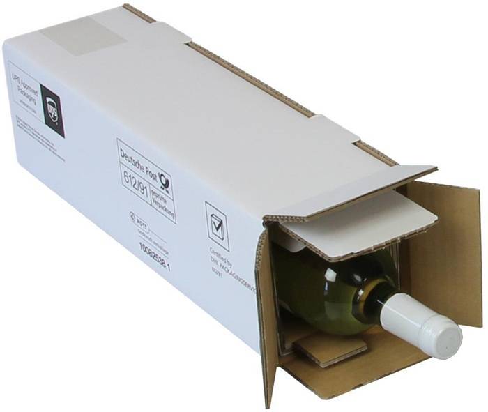 Flaschenkarton PTZ 2-wellig Maße 105x100x425mm Qualität 2.3BC weiß postgeprüft