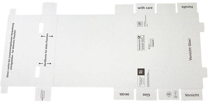 Flaschenkarton PTZ 2-wellig Maße 105x100x425mm Qualität 2.3BC weiß postgeprüft