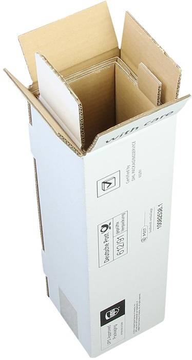 Flaschenkarton PTZ 2-wellig Maße 105x100x425mm Qualität 2.3BC weiß postgeprüft