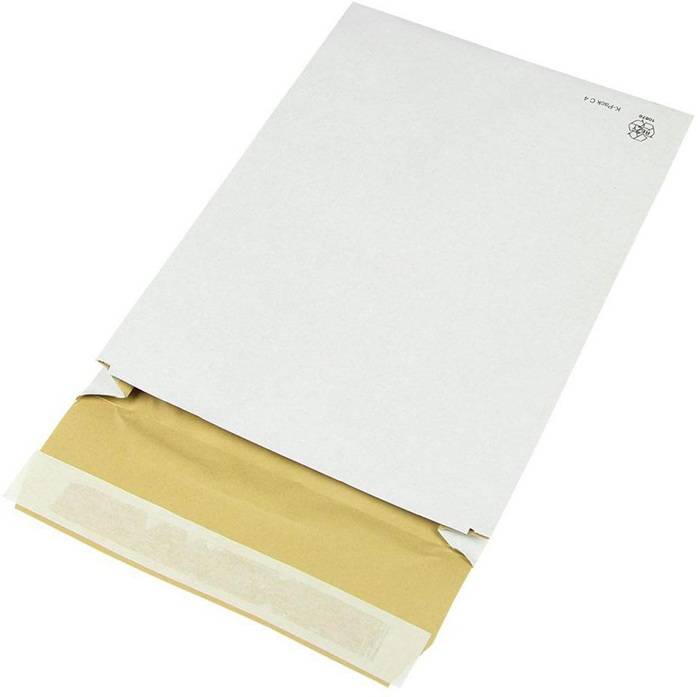 Polsterversandtasche K-Pack Maße 229x324mm Falte 50mm C4 weiß Haftleimstreifen