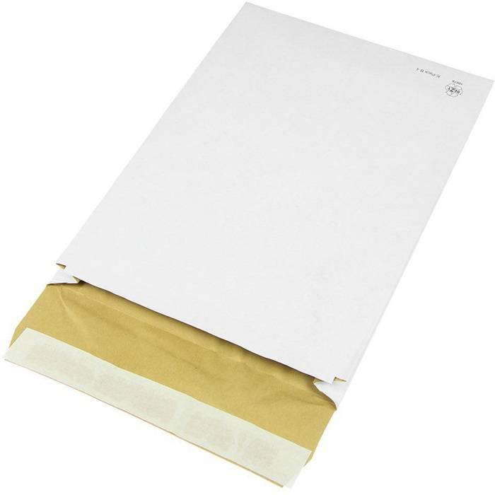 Polsterversandtasche K-Pack Maße 250x353mm Falte 50mm B4 weiß Haftleimstreifen