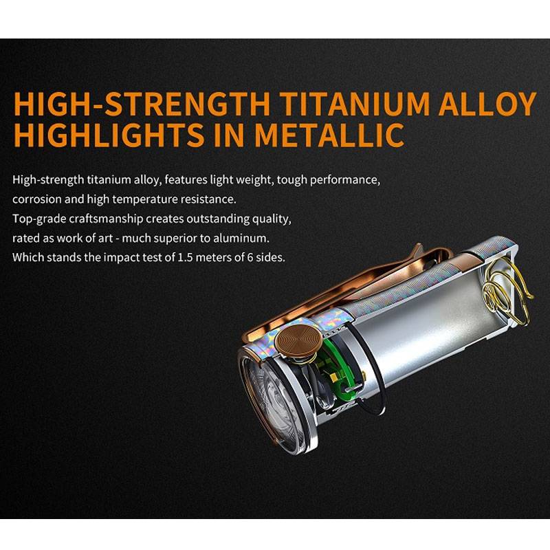 Fenix E16 Ti Titan LED Taschenlampe, Farbe Galaxy-Blue mit li-Ion Akku und Micro-USB Ladekabel