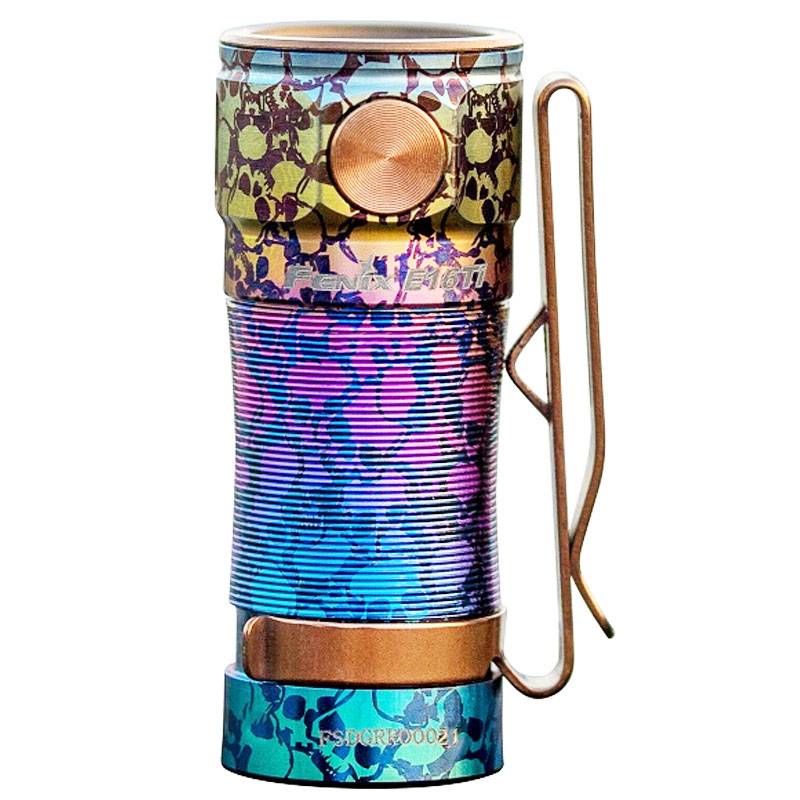 Fenix E16 Ti Titan LED Taschenlampe, Farbe Phantom Blue mit Li-ion Akku und Micro-USB Ladekabel