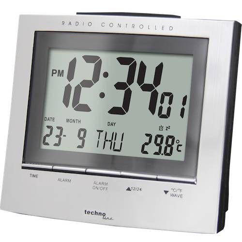 WT 280 - Funkwecker mit Datumsanzeige, Innentemperaturanzeige, Funkuhr mit manueller Einstelloption, beleuchtet