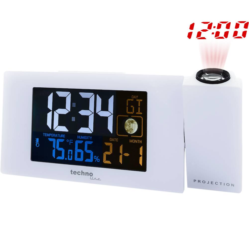 WT 537 - Projektions-Funkwecker mit Innentemperatur- und luftfeuchteanzeige, Mondphasenanzeige, Projektion von Uhrzeit u