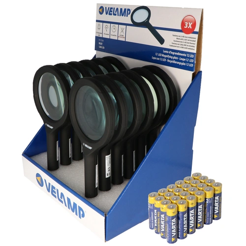 Thekendisplay bestehend aus 12 Lupen mit LED-Beleuchtung und 3fach Vergrößerung mit 12 LEDs, IN287, ideal geeignet zum L Thekendisplay bestehend aus 12 Lupen mit LED-Beleuchtung und 3fach Vergrößerung mit 12 LEDs, IN287, ideal geeignet zum L