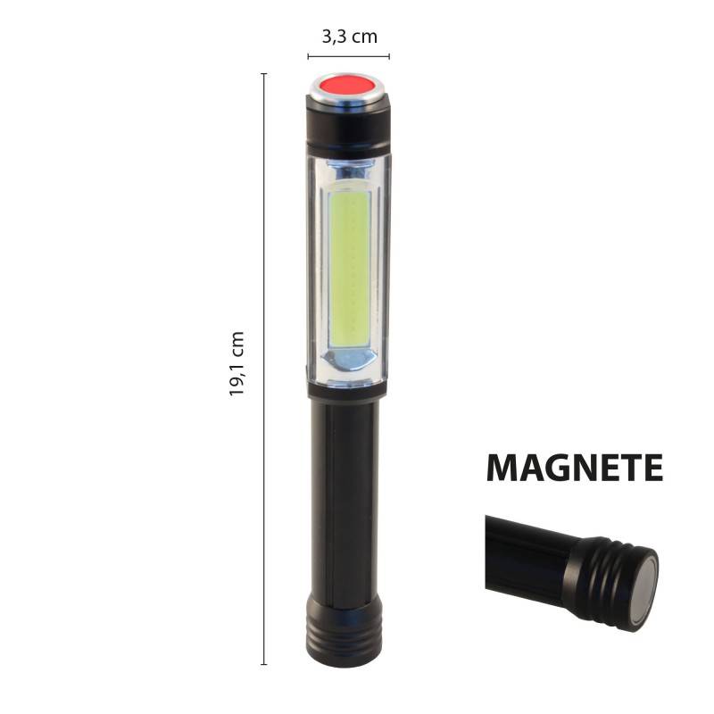 LED-Taschenlampe IN256 400 Lumen, Taschenlampe mit rotem Blitz, mit Clip und starkem Magnet, für Werkstatt, Notlagen etc