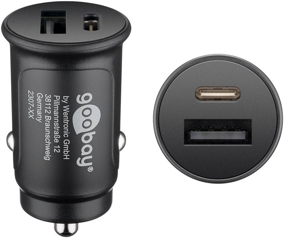 Dual-USB Auto Schnellladegerät USB-CTM Power Delivery, Ladeadapter für Kfz, lädt Geräte über USB-A und USB-C, speziell f
