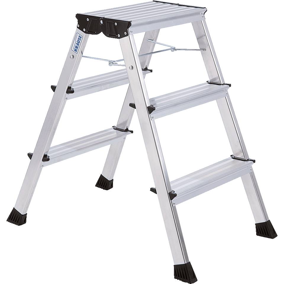 KRAUSE Klapptritt Rolly, EN 131, 2x3 Stufen, Arbeitshöhe 2,65m, alu, 650mm, 3kg