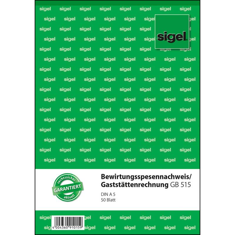 sigel Formularbuch "Bewirtungsspesennachweis", A5, 50 Blatt