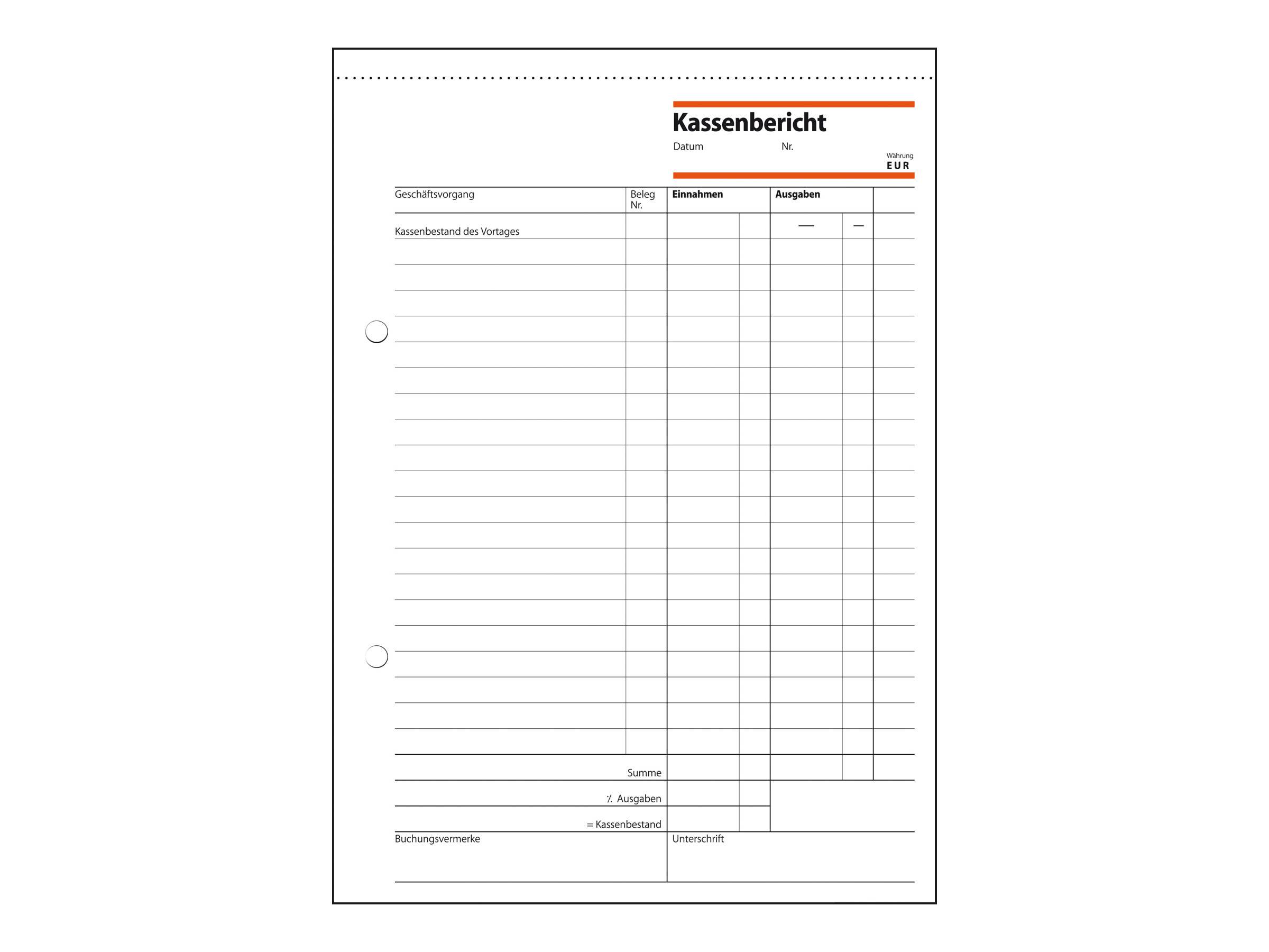 Sigel Kassenbericht/Bestandsrechnung - 50 Blatt