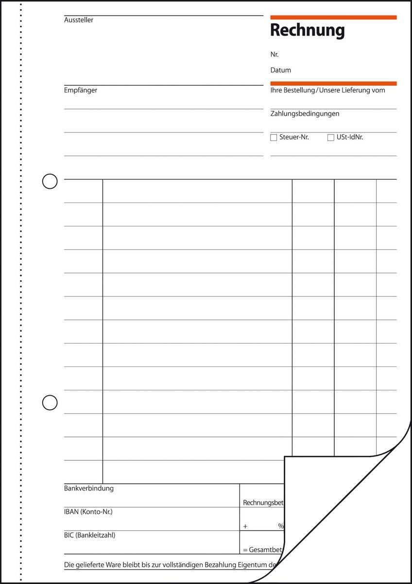 Sigel Rechnungsformular - 50 Blatt - A5 - Kopie