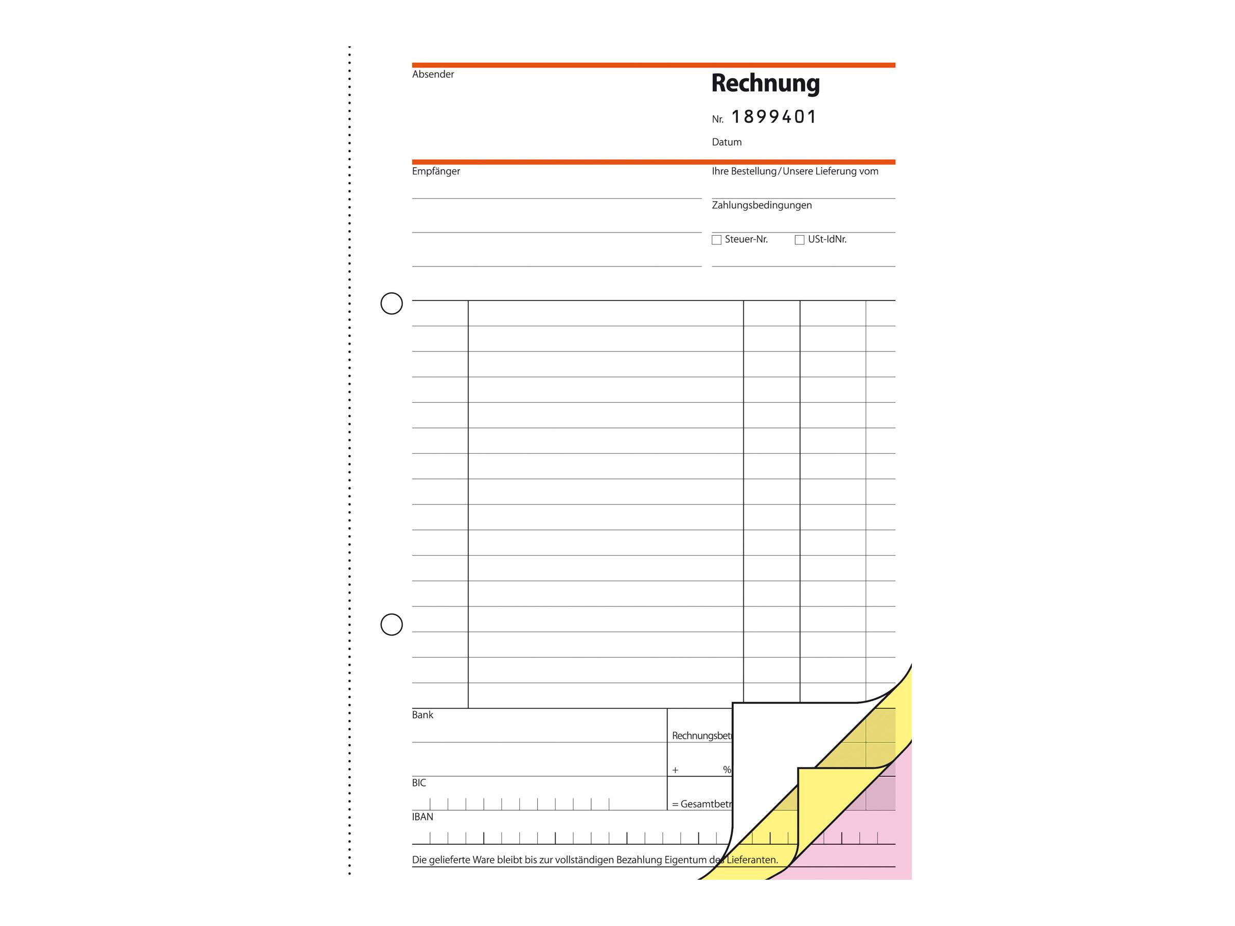 Sigel Rechnungsformular - 50 Blatt - A5 (148 x 210 mm)