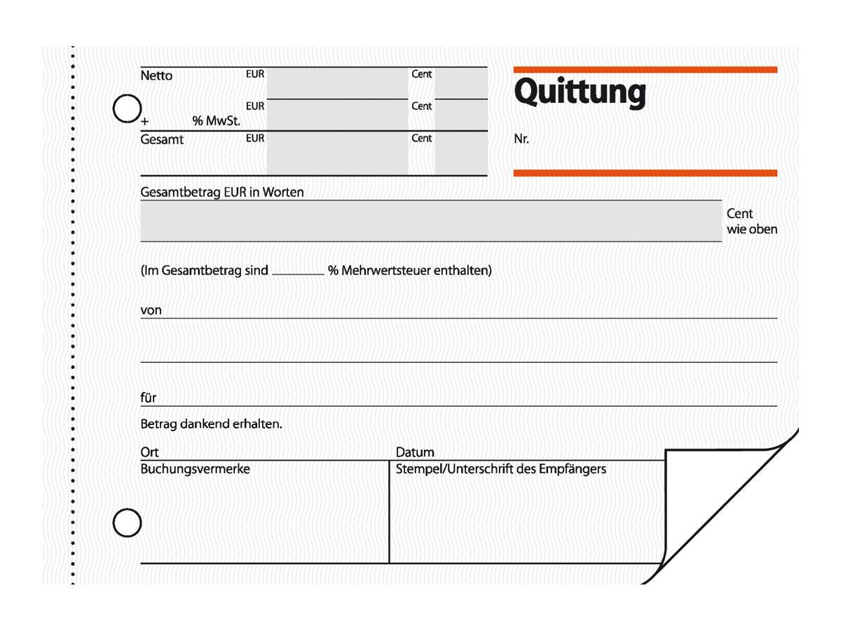 Sigel - Quittung - 50 Blatt - A6 - Querformat