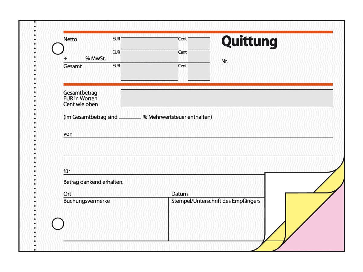 Sigel - Quittung - 40 Blatt - A6 - Querformat