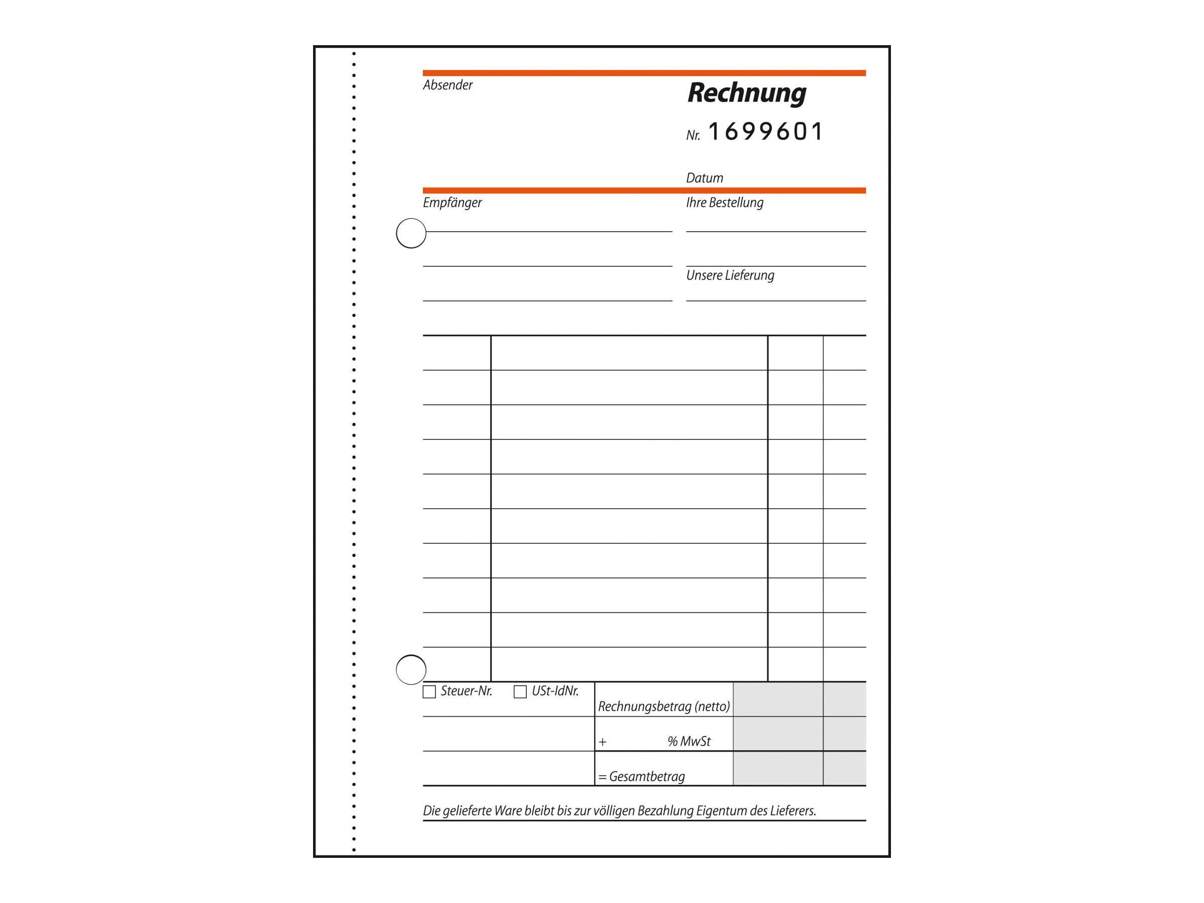 Sigel - Rechnungsformular - 50 Blatt - A6 - Kopie