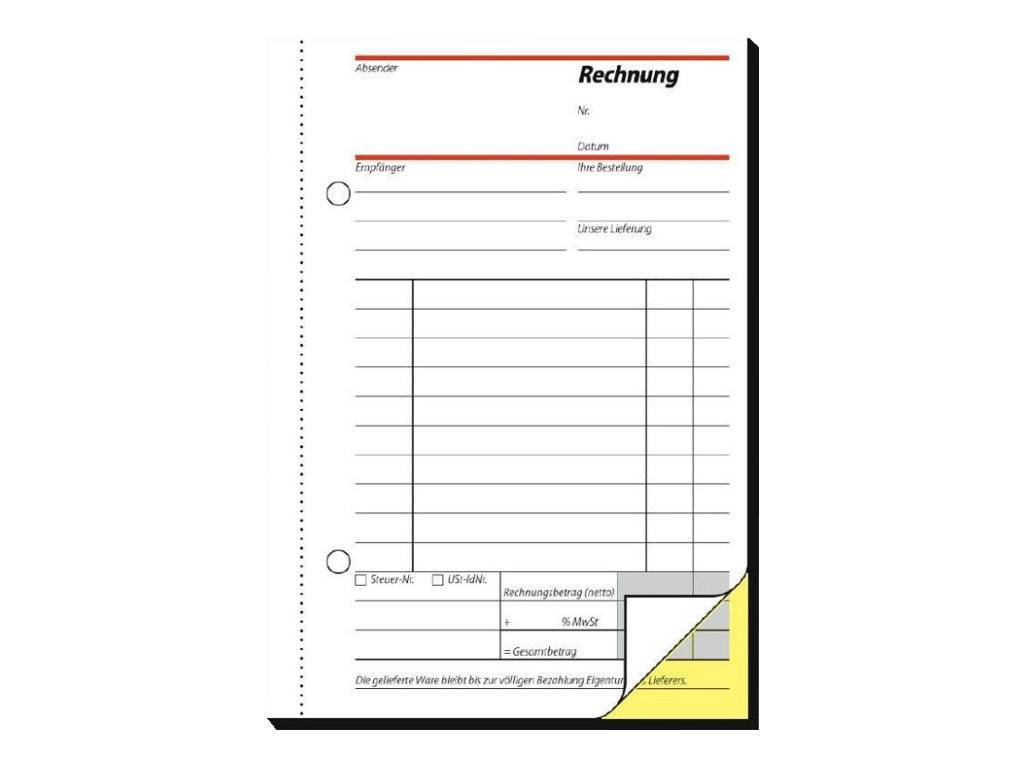 Sigel - Rechnungsformular - 40 Blatt - A6 - Kopie