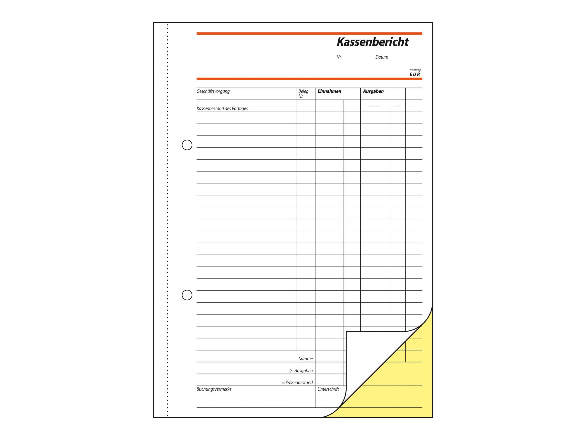 Sigel Kassenbericht/Bestandsrechnung - 40 Blatt