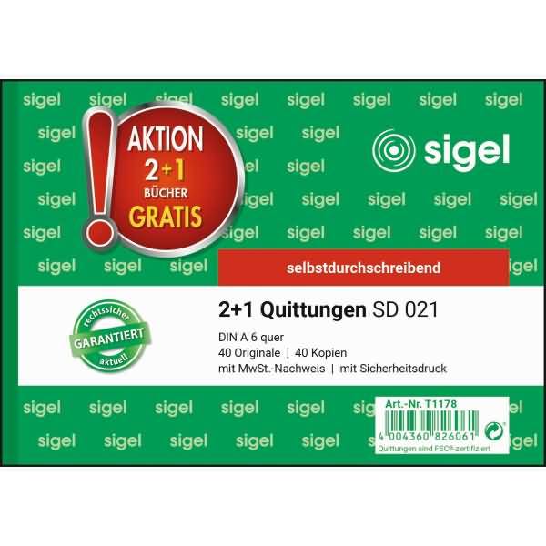 Quittung A6 SD 2x40 Blatt mit MwSt.-Nachweis 3 Stück