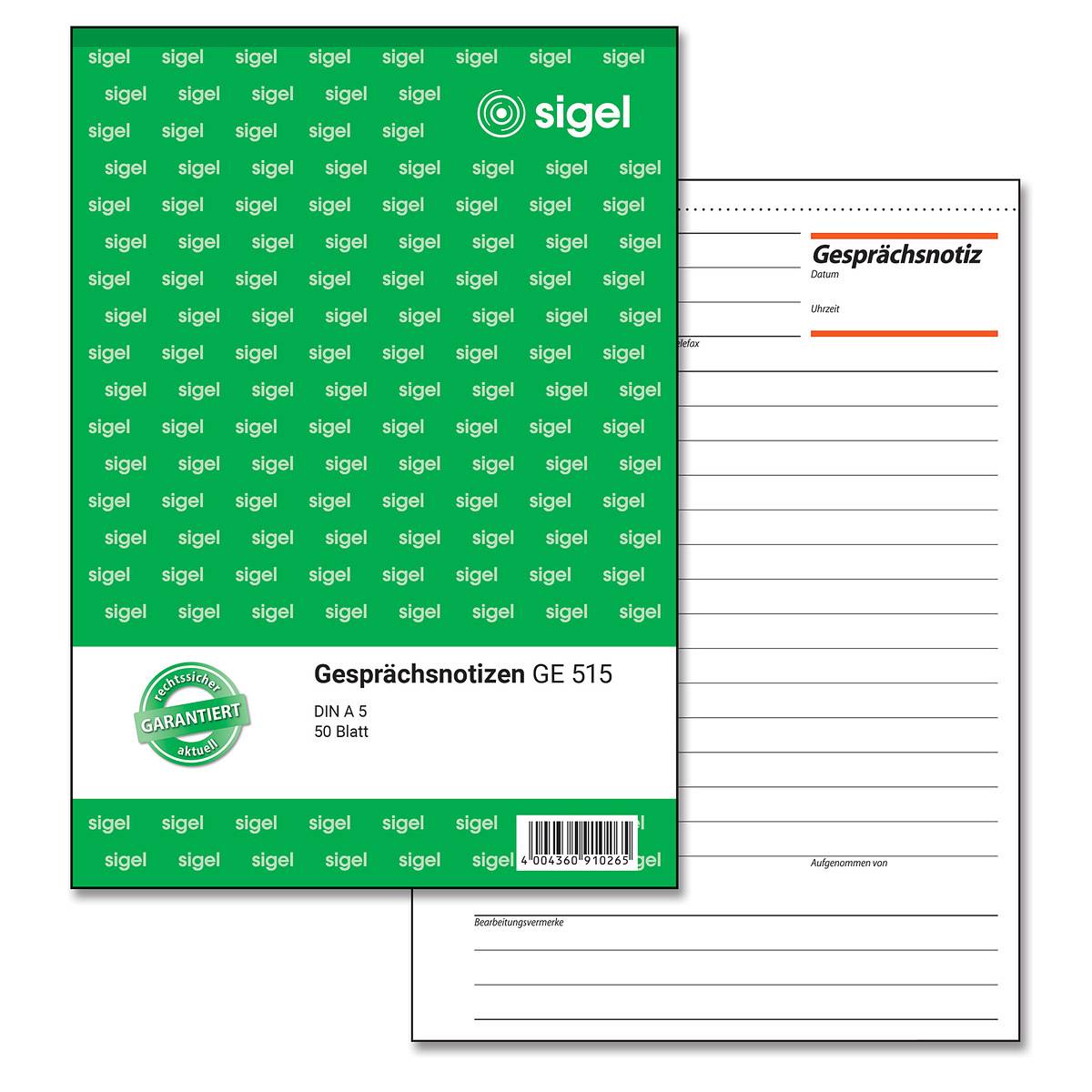 SIGEL Gesprächsnotizen, A5, 50 Blatt