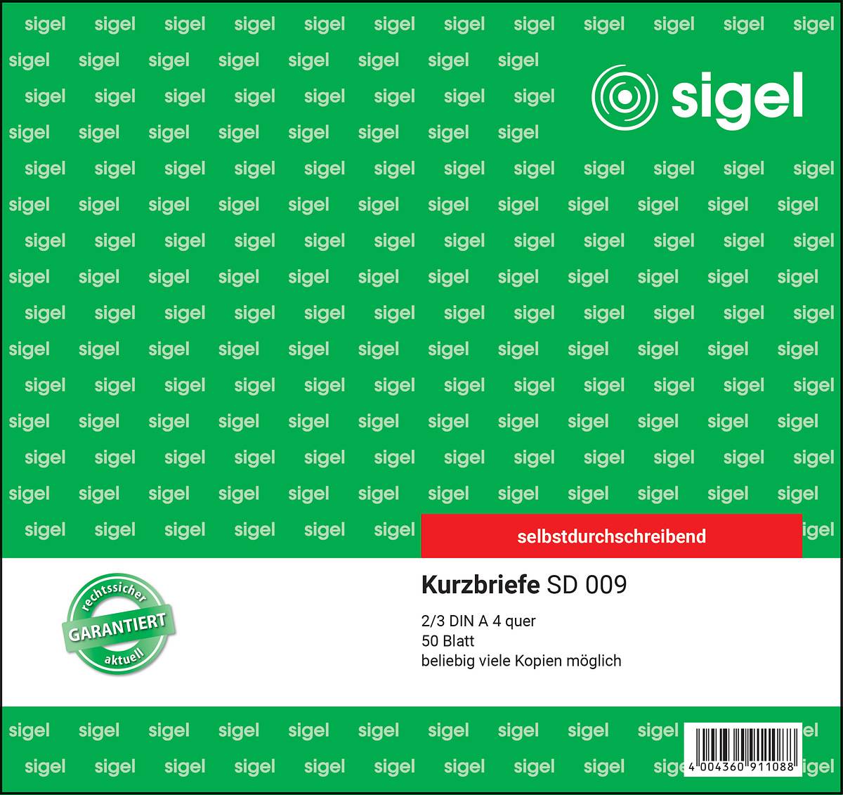 SIGEL Kurzbriefe, CFB, 2/3 A4, selbstdurchschreibend, 50 Blatt