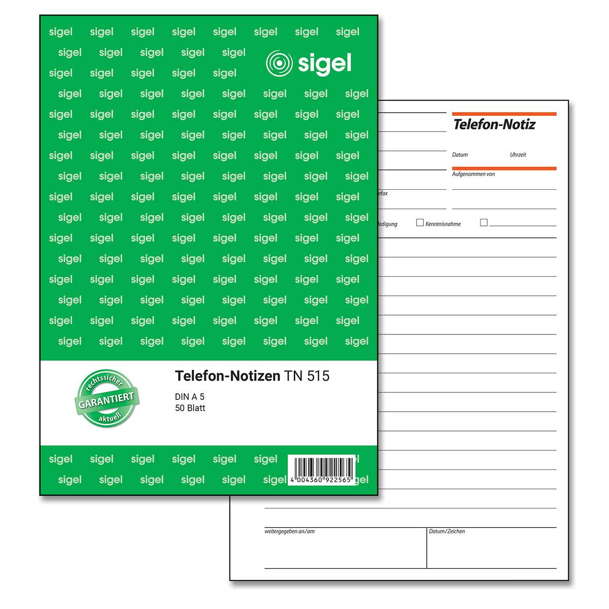 SIGEL Telefon-Notizen, A5, 50 Blatt