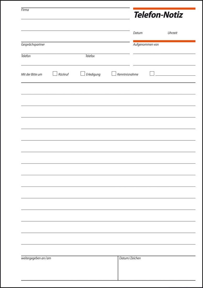 Sigel Formular für Telefonnotizen - 50 Blatt