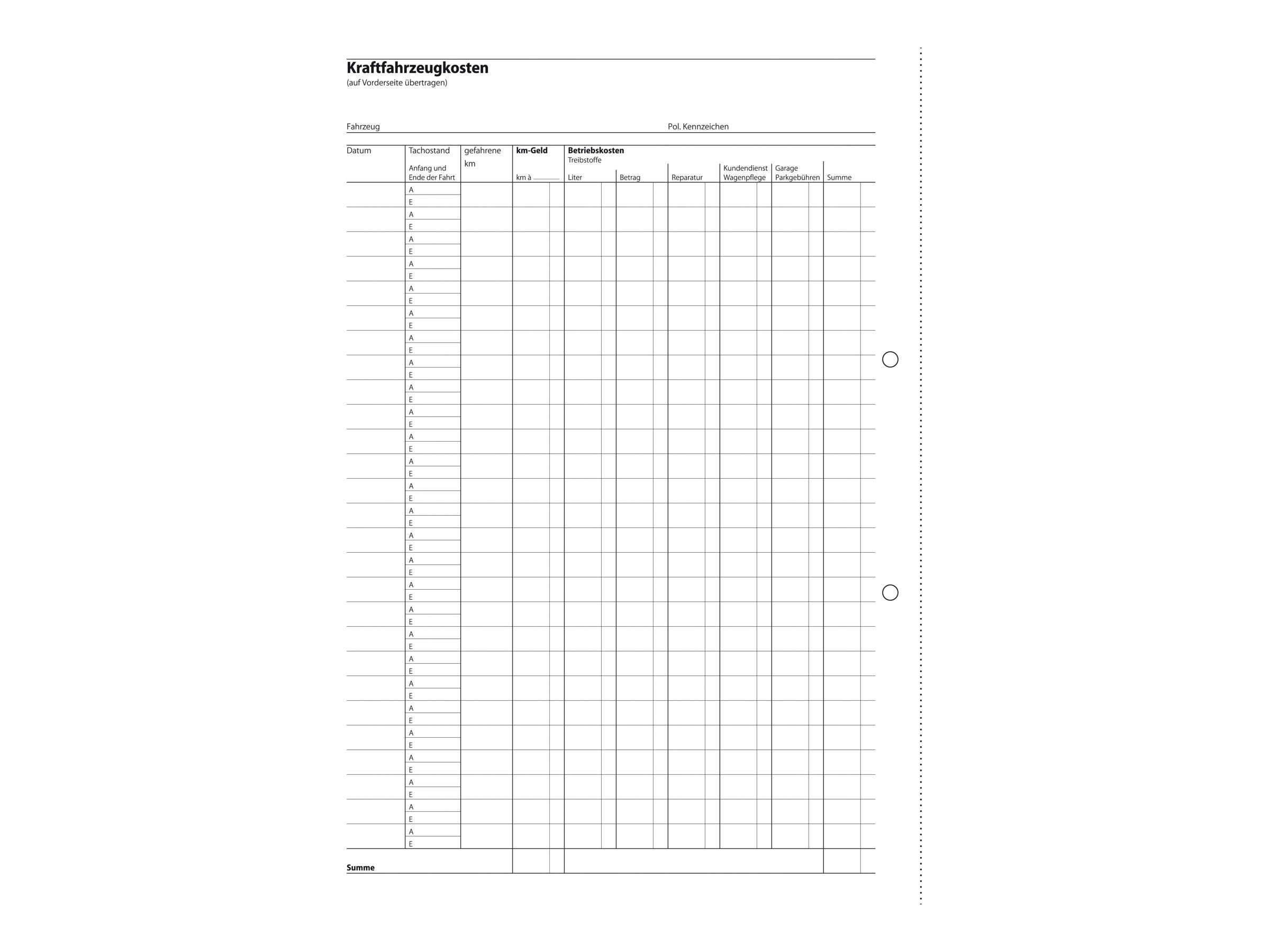 Sigel Formular für monatliche Reisekosten - 50 Blatt - A4 (210 x 297 mm)