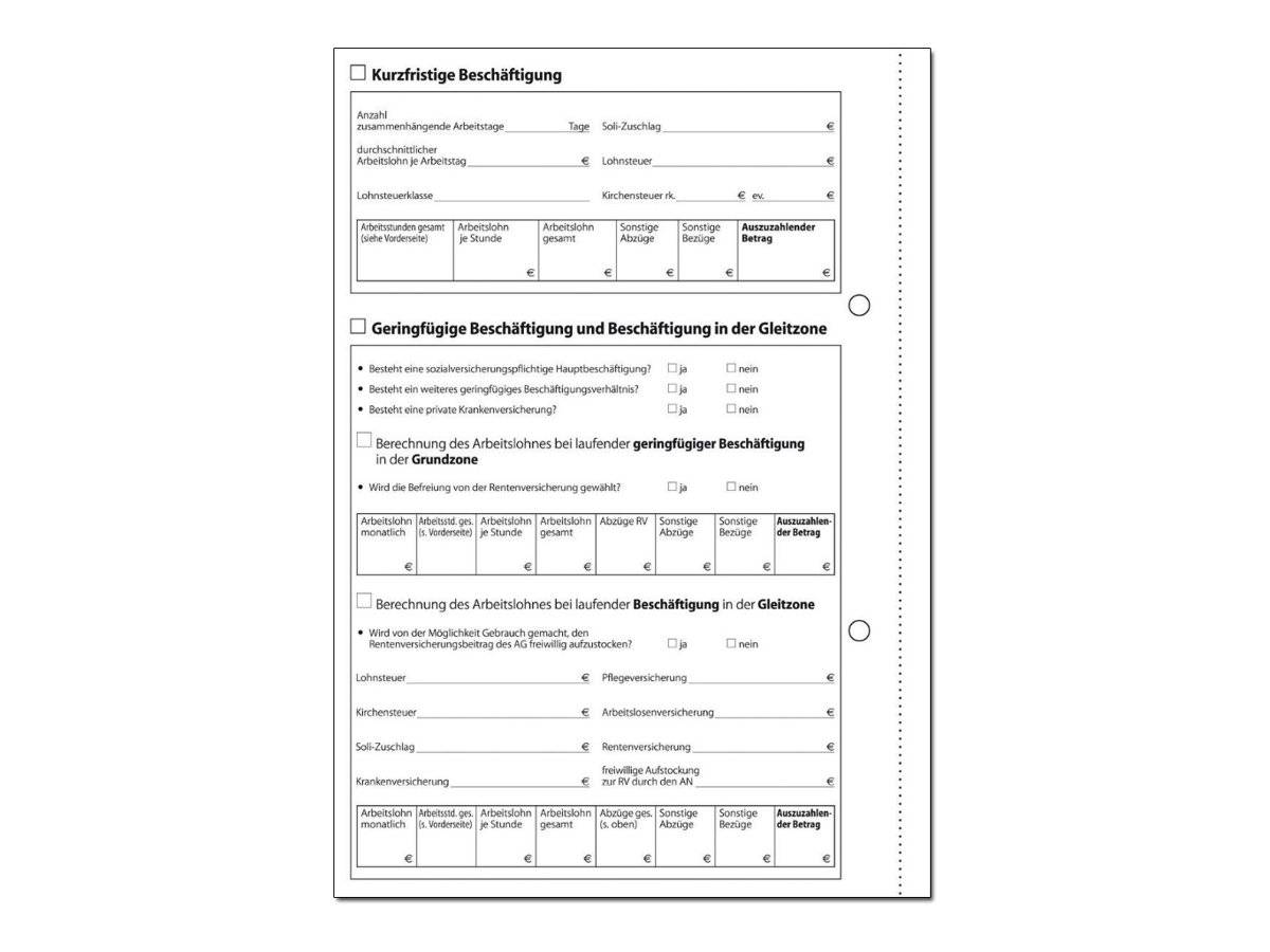 Sigel Lohnbuchabrechnung für Minijobs - 50 Blatt