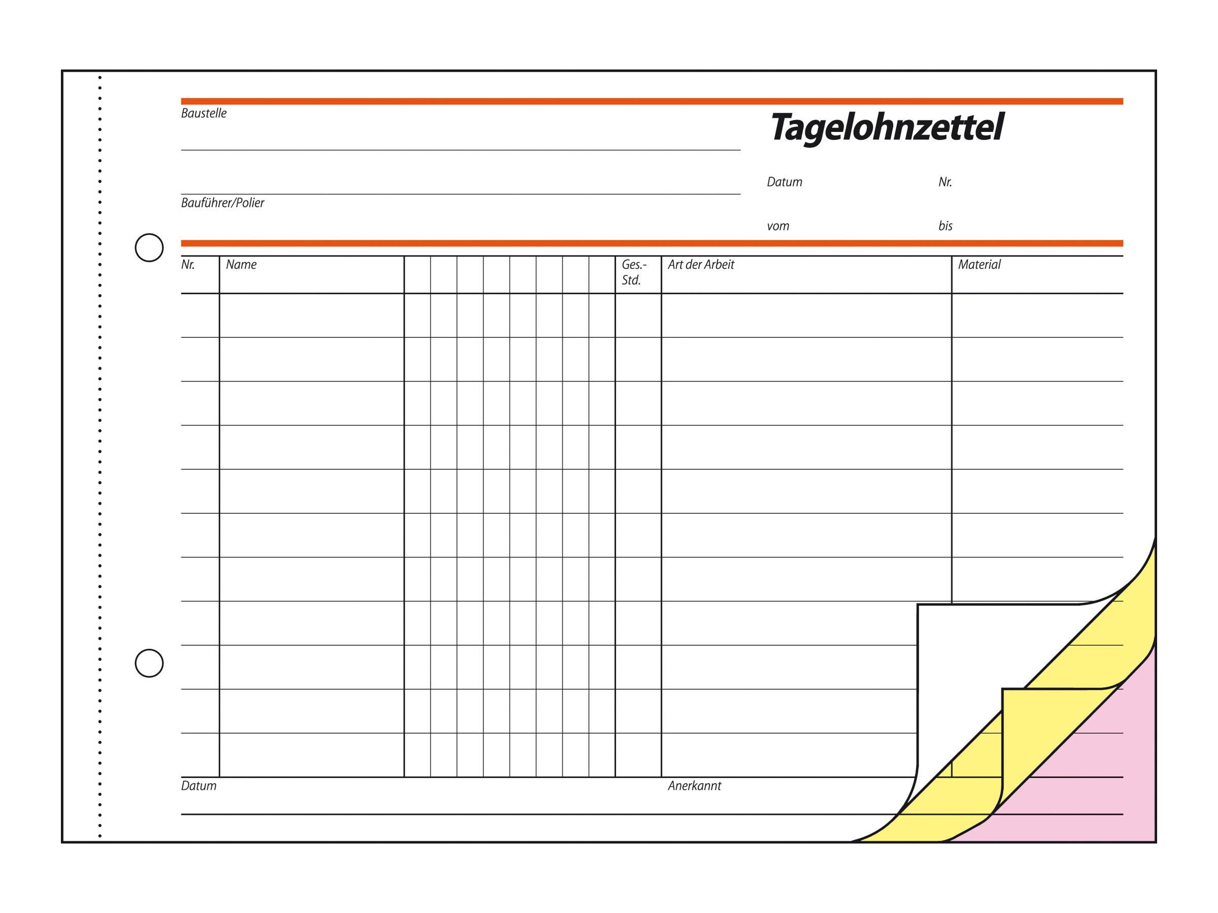 Sigel Tagelohnbuch - 40 Blatt - A5 - Querformat