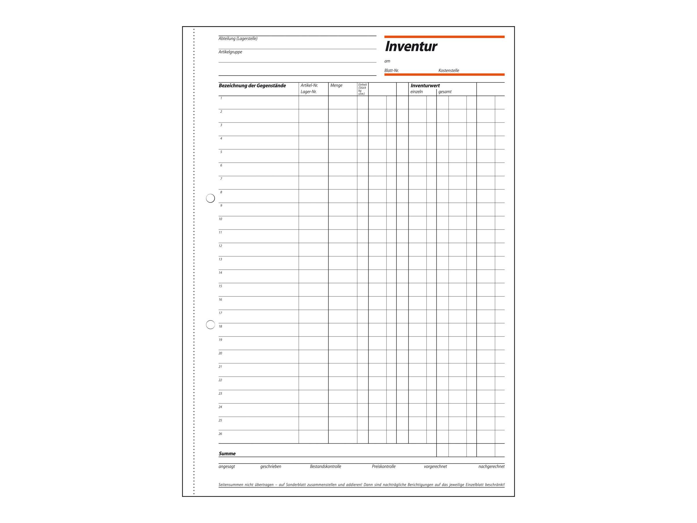 Sigel Inventarbuch - 50 Blatt - A4
