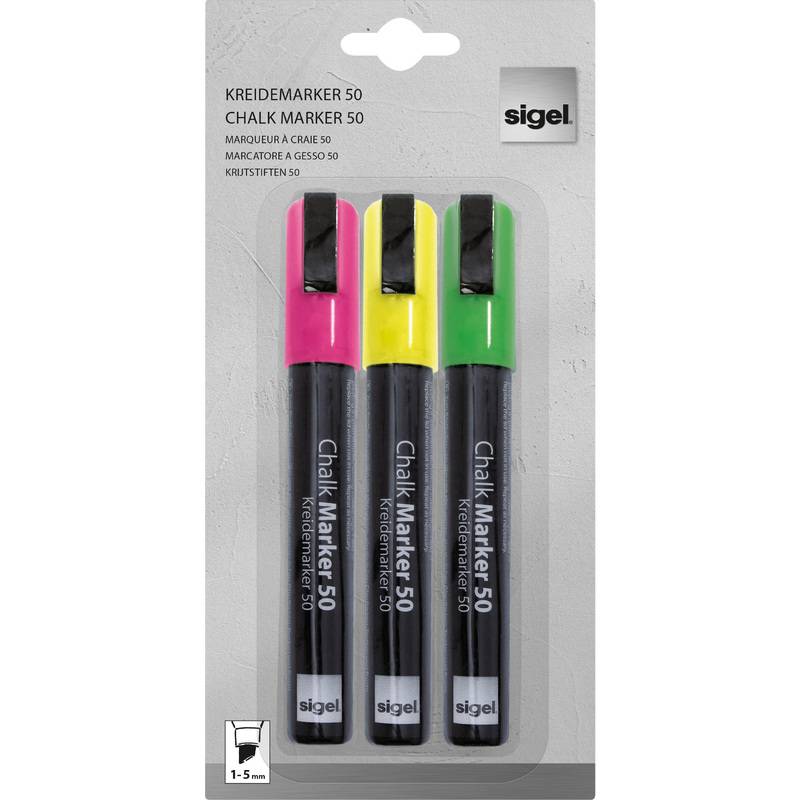 sigel Kreidemarker-Set, Keilspitze: 1 - 5 mm, sortiert