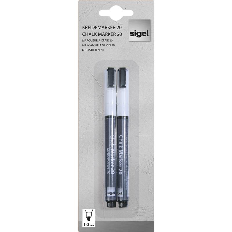 sigel Kreidemarker 20, Rundspitze: 1 - 2 mm, weiß