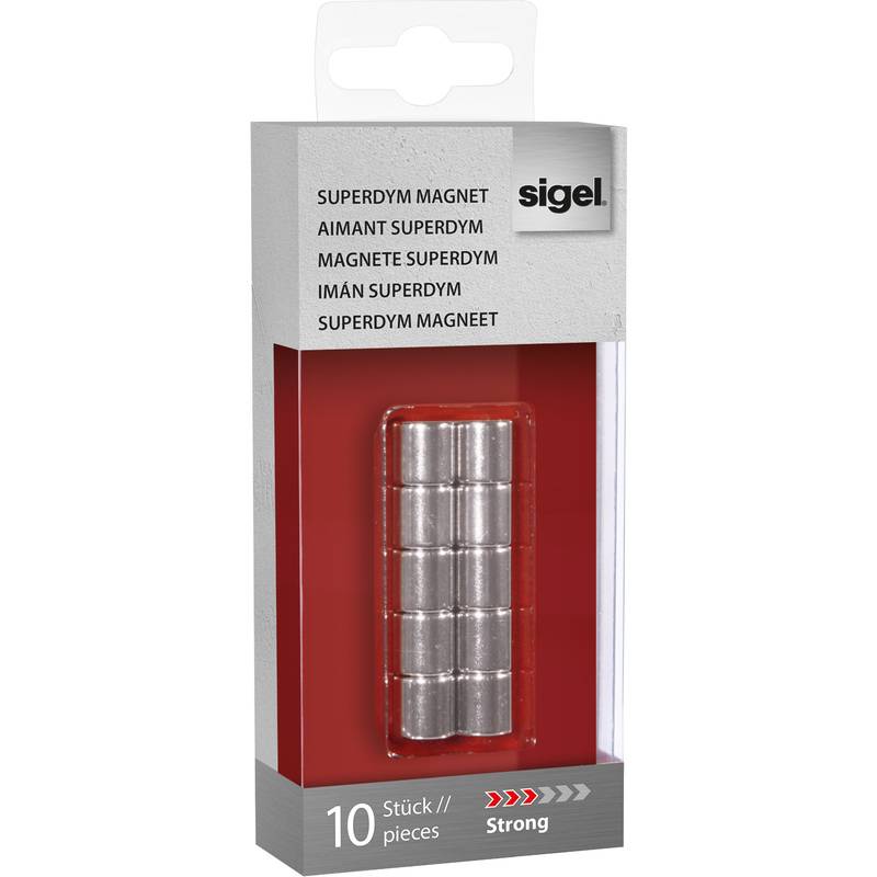 sigel Neodym-Design-Magnete Zylinder "Strong" C5, 10er Set