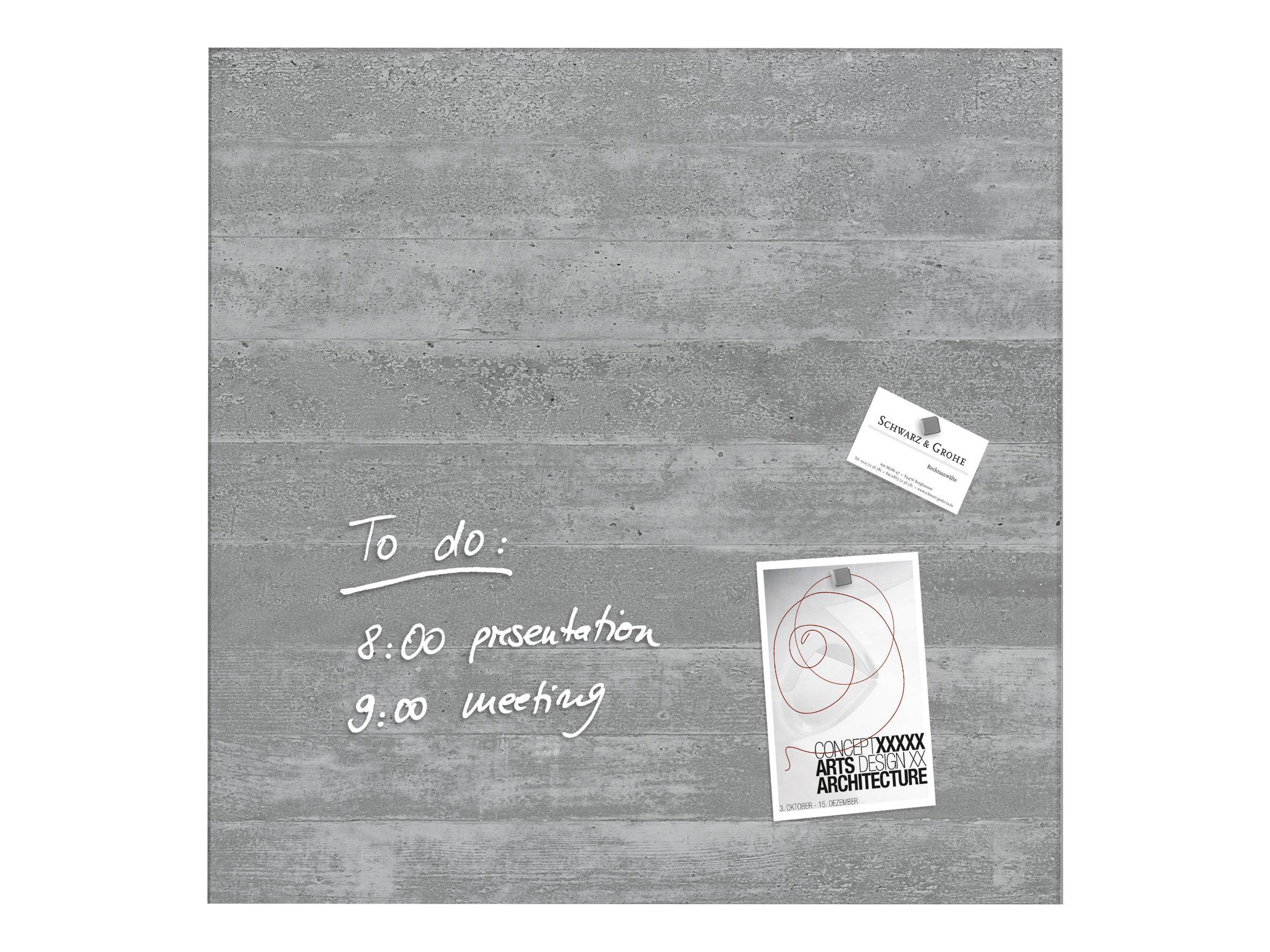 SIGEL Glas-Magnettafel artverum® 48,0 x 48,0 cm Design Sichtbeton