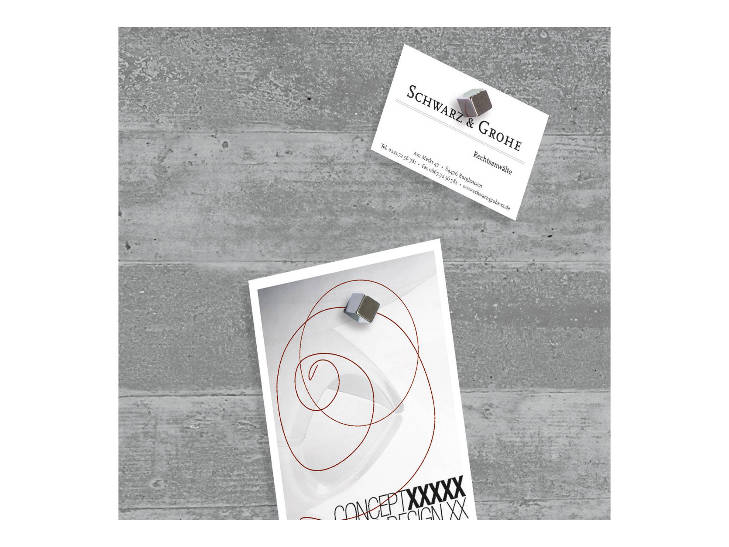 SIGEL Glas-Magnettafel artverum® 48,0 x 48,0 cm Design Sichtbeton