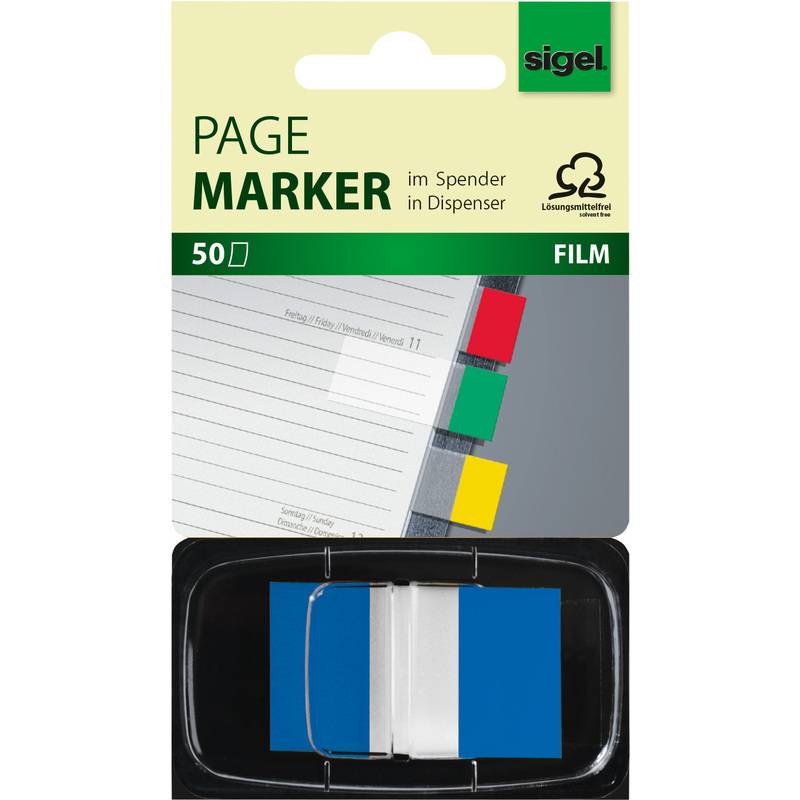 sigel Haftstreifen "Z-Marker" Film Color-Tip, blau, 50 Blatt