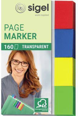SIGEL Haftmarker Transparent HN670 20x50mm farbig sortiert 4 St./Pack.