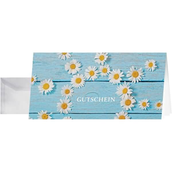 Gutschein-Karte DINlang 220g/qm Daisy inkl. Umschläge 10 Stück