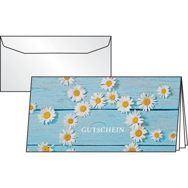 Gutschein-Karte DINlang 220g/qm Daisy inkl. Umschläge 10 Stück