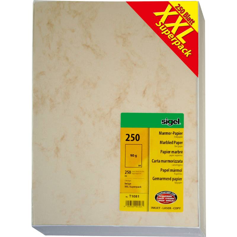 sigel Marmor-Papier "XXL Superpack", A4, 90 g/qm, Feinpapier