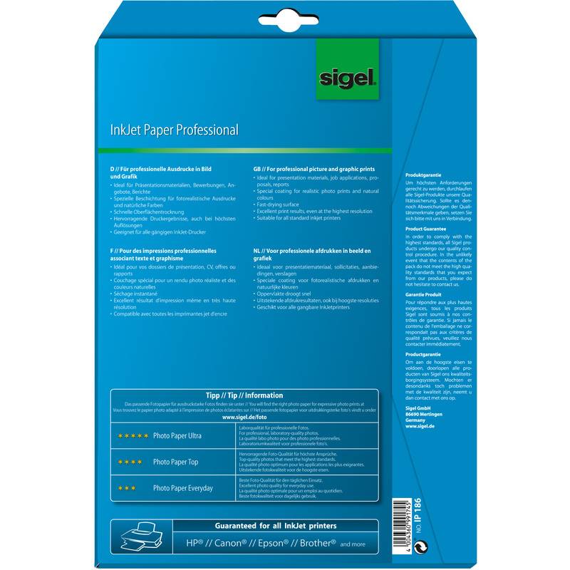 sigel Inkjet-Papier, DIN A4, 160 g/qm, hochweiß, matt