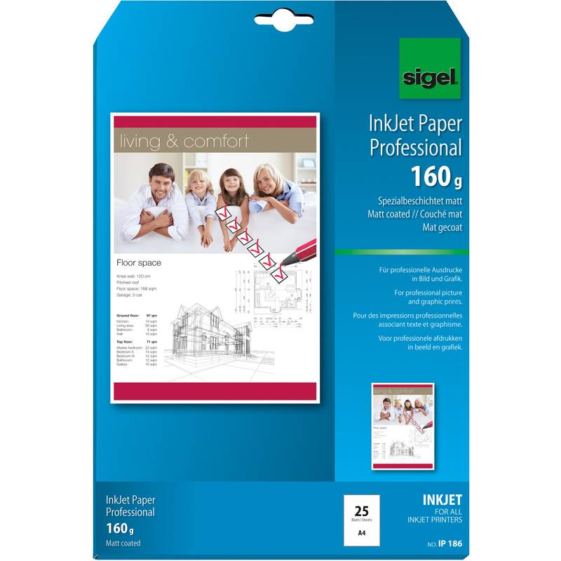 sigel Inkjet-Papier, DIN A4, 160 g/qm, hochweiß, matt