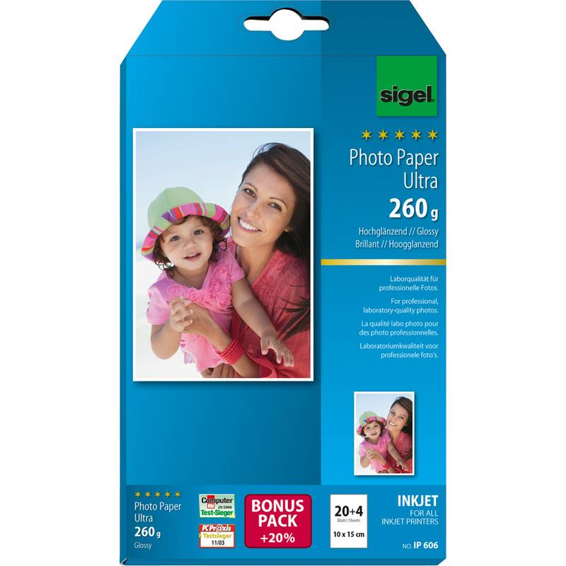 sigel Ultra-Foto-Papier, 10 x 15 cm, hochglänzend, 260 g/qm