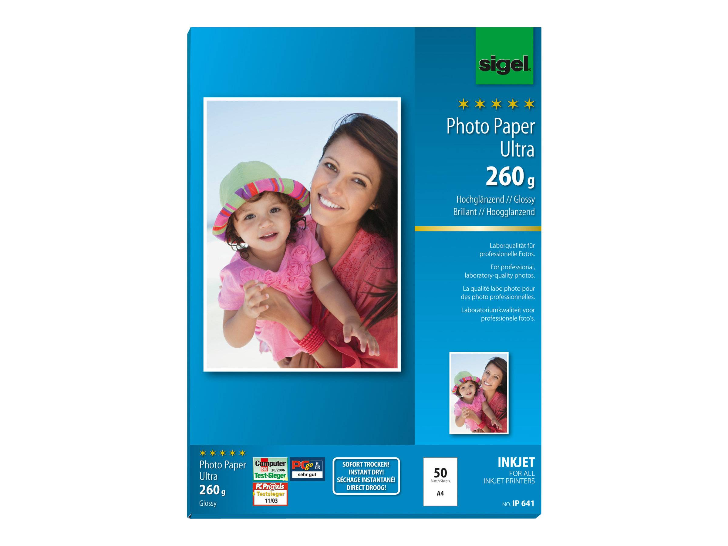 Sigel InkJet Ultra Photo Paper IP641 - Glänzend - Glänzend Weiß - A4 (210 x 297 mm)