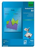 Sigel IF210, Transparent, Tintenstrahl, A4 (210×297 mm), 100 µm, 50 Blätter