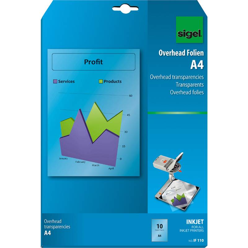 sigel Inkjet-Folie, DIN A4, transparent, klar, 100 my