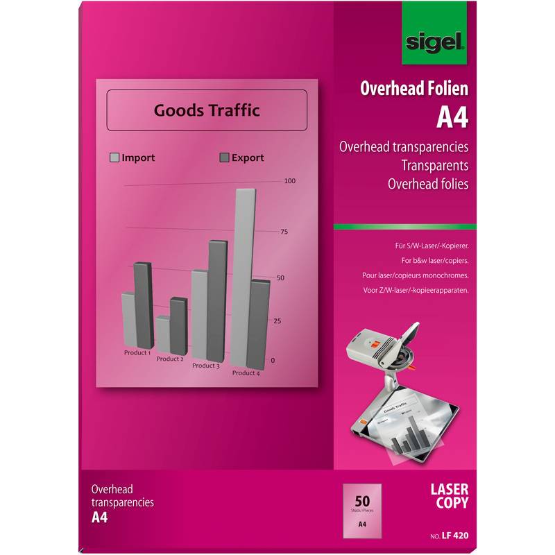 sigel Schwarz/Weiß-Laserdrucker-/Kopier-Folie, transparent