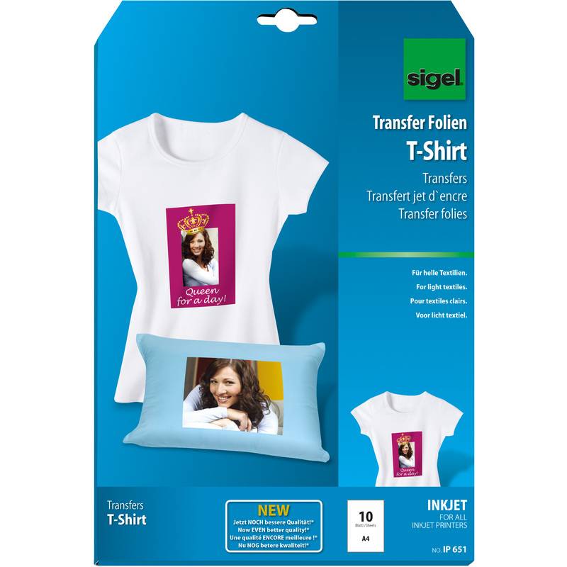 sigel T-Shirt Inkjet-Transfer-Folien, für helle Textilien