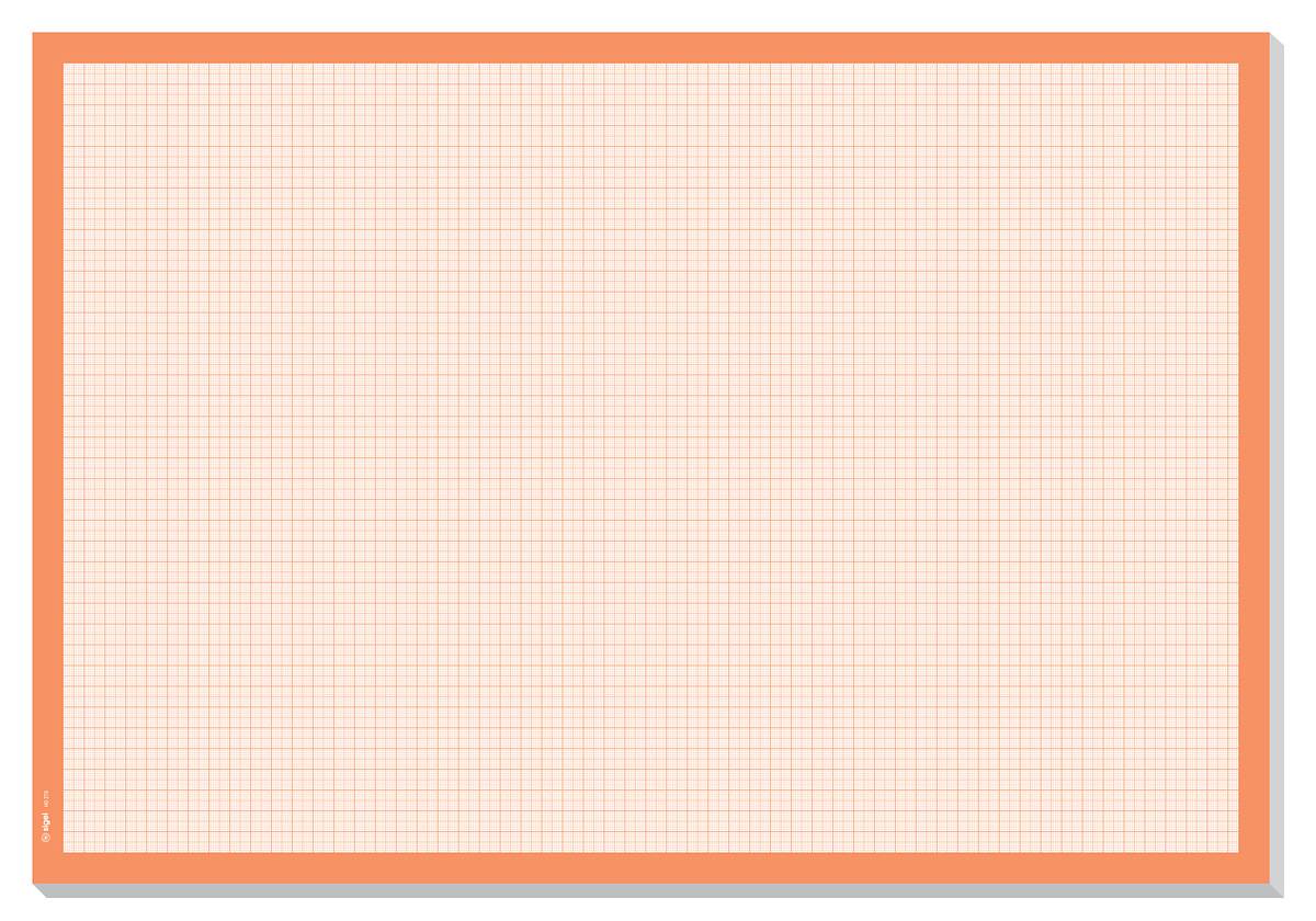 SIGEL Papier-Schreibunterlage zum Abreißen, Millimeterpapier-Block, ca. DIN A2, orange, 30 Blatt